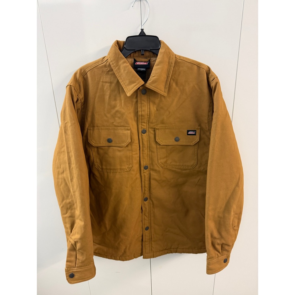 Dickies Mens Brown Duck Canvas Quilted Flannel Lined Shirt Jacket L A87YY0BD